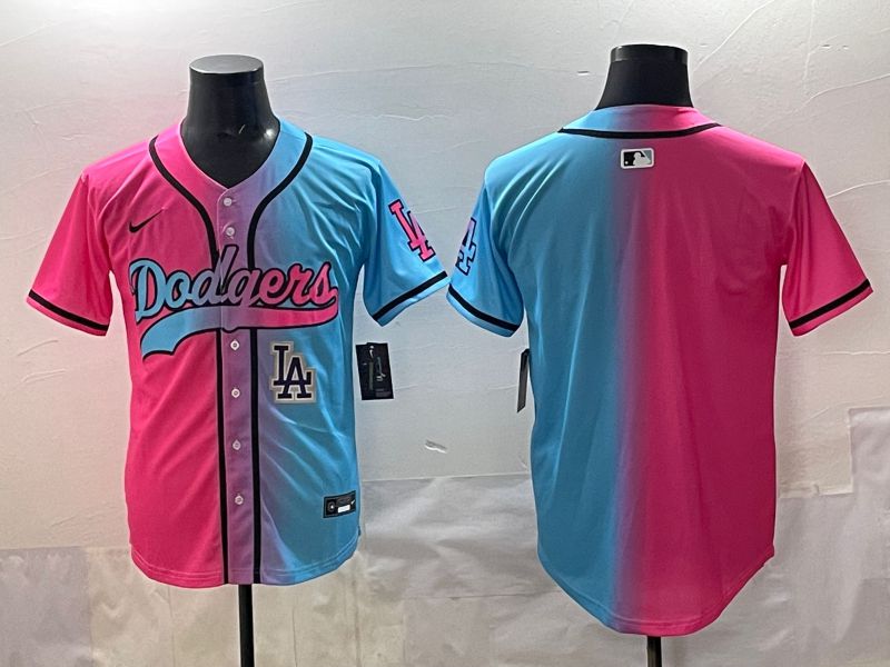 Men 2025 Los Angeles Dodgers Blank Blue pink Game Nike MLB Jersey style 006